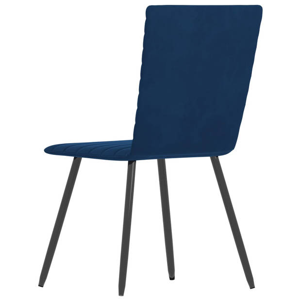 The Living Store Eetstoelen - Fluweel - Blauw - 42 x 53 x 86.5 cm - Gestreept design