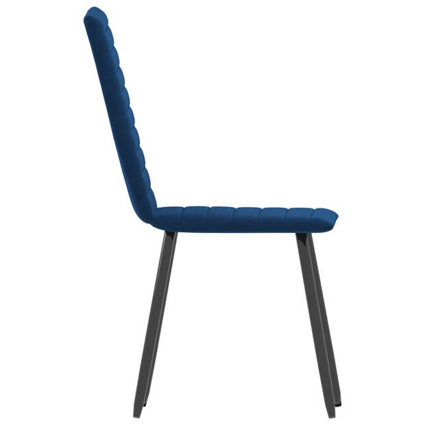 The Living Store Eetstoelen - Fluweel - Blauw - 42 x 53 x 86.5 cm - Gestreept design