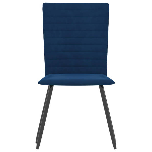 The Living Store Eetstoelen - Fluweel - Blauw - 42 x 53 x 86.5 cm - Gestreept design