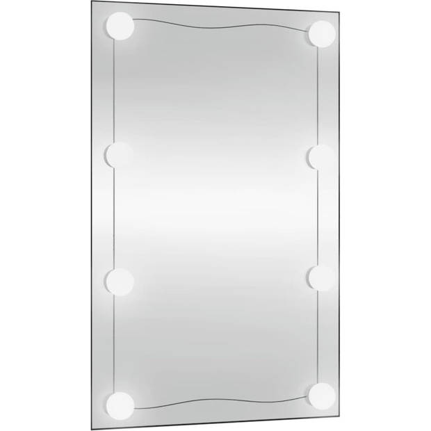 The Living Store Wandspiegel LED 50x80 cm - Wandgemonteerd - Heldere weerspiegeling - Verschillende kleurmodi - Handige