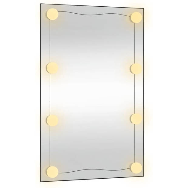 The Living Store Wandspiegel LED 50x80 cm - Wandgemonteerd - Heldere weerspiegeling - Verschillende kleurmodi - Handige