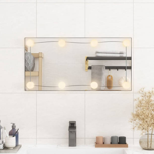 The Living Store Wandspiegel LED-verlichting - 30 x 60 cm - heldere weerspiegeling - verschillende kleurmodi - handige