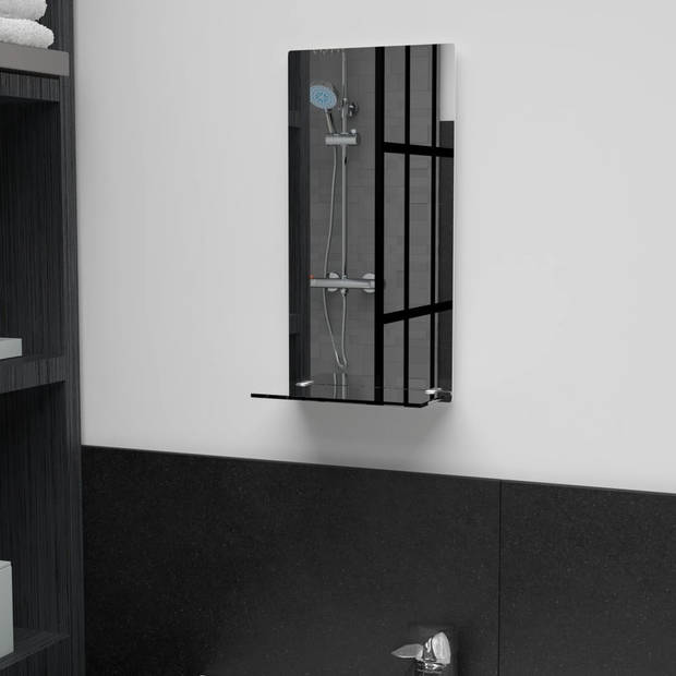 The Living Store Wandspiegel Modern - Badkamermeubel - Gehard glas - 20x40cm - Met schap