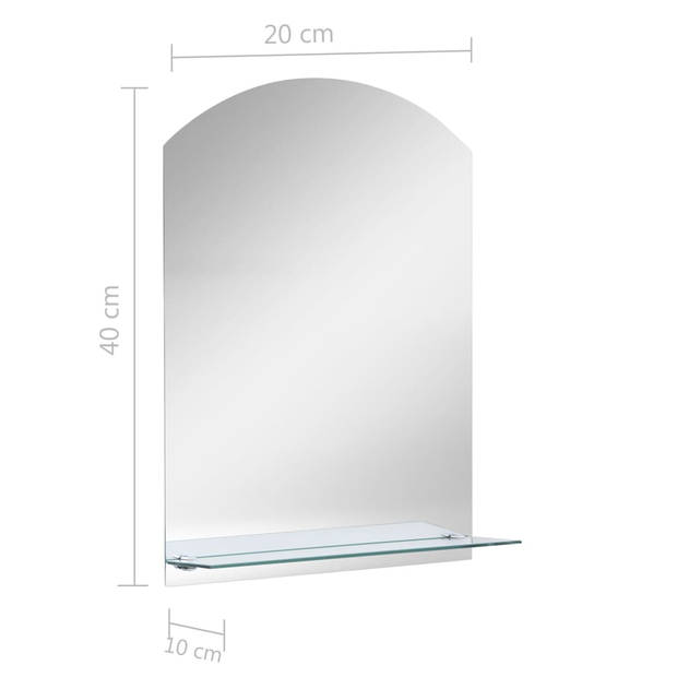 The Living Store Wandspiegel Minimalistisch Gehard Glas - 20x40 cm - Met Schap