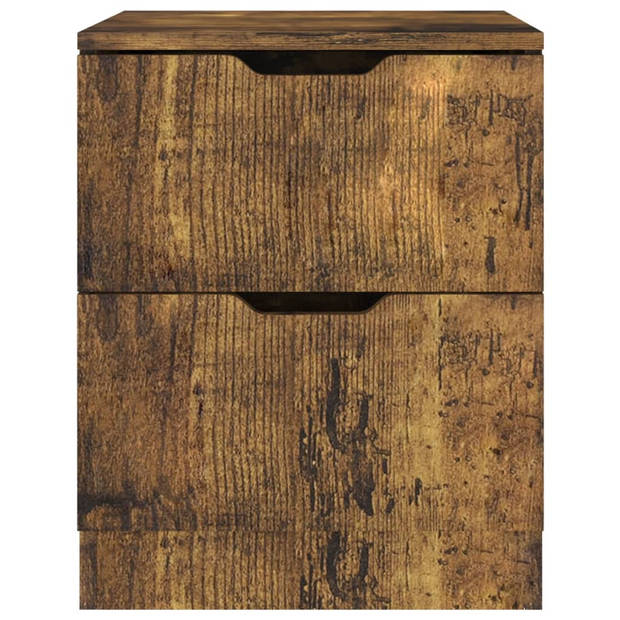 vidaXL Nachtkastjes 2 st 40x40x50 cm bewerkt hout gerookt eikenkleurig