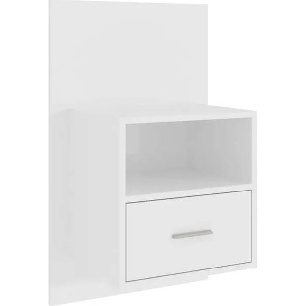 The Living Store Wandnachtkast - Bedkastje - 38 x 31 x 39.5 cm - Hoogglans wit