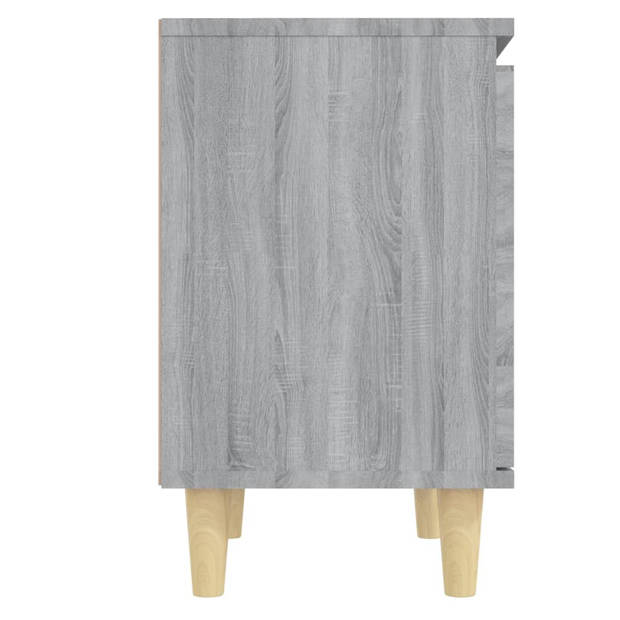 vidaXL Nachtkastjes 2 st met houten poten 40x30x50 cm grijs sonoma