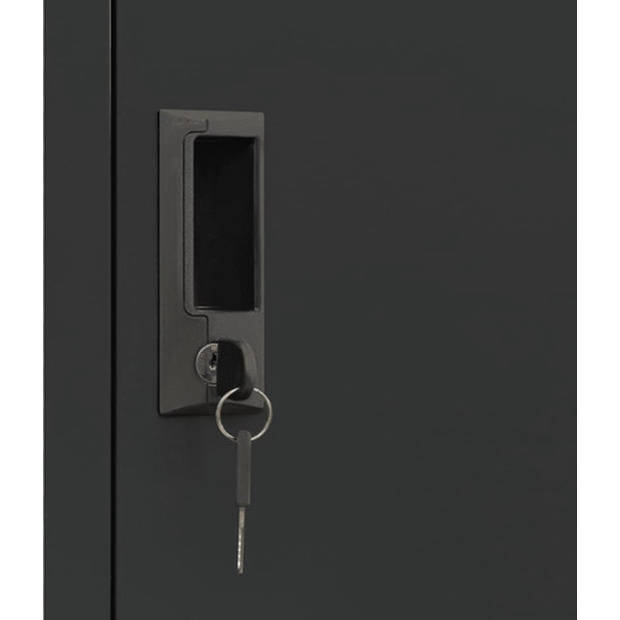 The Living Store Lockerkast Staal - 38 x 45 x 180 cm - 4 deuren - Antraciet