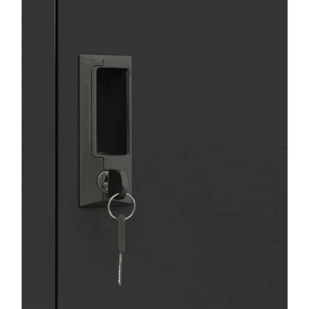 The Living Store Lockerkast Staal - 38 x 45 x 180 cm - 4 deuren - Antraciet