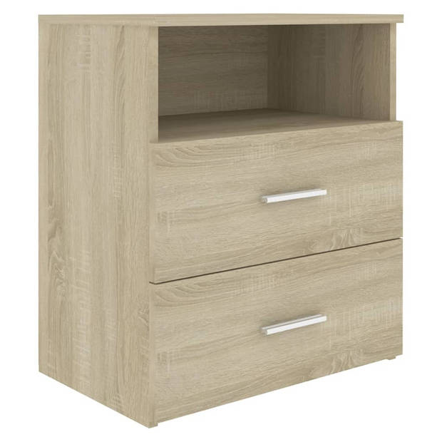 The Living Store Bedkastjes - Sonoma Eiken - 50 x 32 x 60 cm - Stabiel en stevig - 2 lades en schap - Gemakkelijk