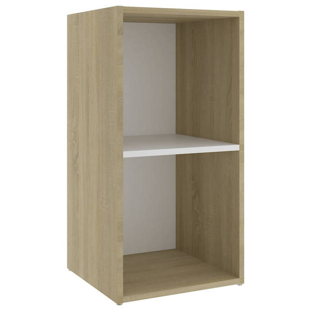 The Living Store Tv-meubel - Klassiek design - 72 x 35 x 36.5 cm - Wit/sonoma eiken