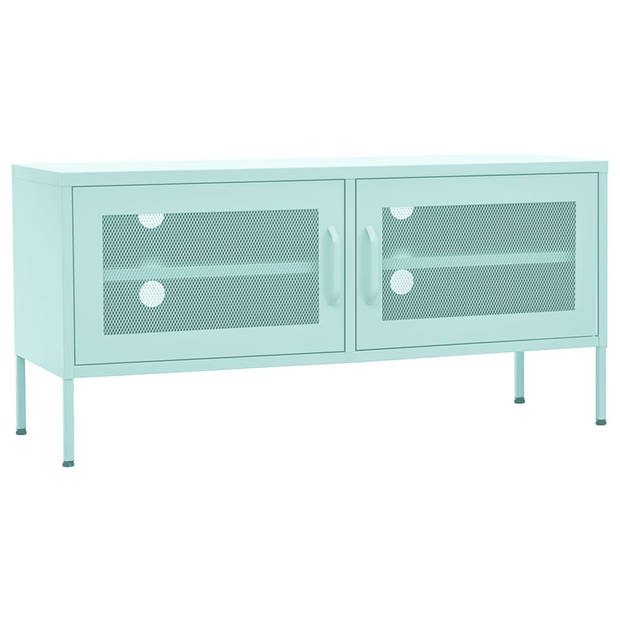 The Living Store TV-meubel - Stalen constructie - Mint - 105x35x50 cm - 2 gaasdeuren