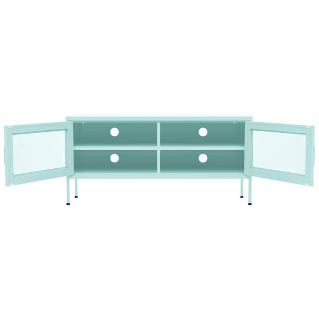 The Living Store TV-meubel - Stalen constructie - Mint - 105x35x50 cm - 2 gaasdeuren