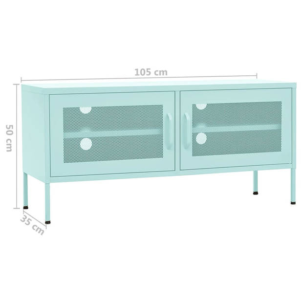 The Living Store TV-meubel - Stalen constructie - Mint - 105x35x50 cm - 2 gaasdeuren