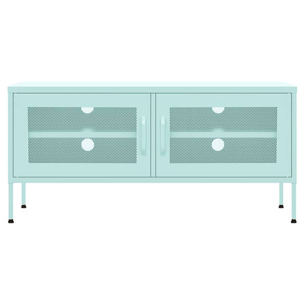 The Living Store TV-meubel - Stalen constructie - Mint - 105x35x50 cm - 2 gaasdeuren