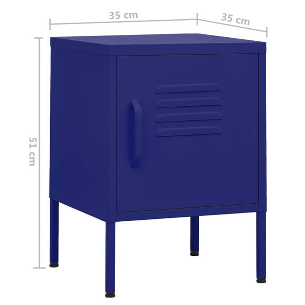 The Living Store Bedkastje Marineblauw - Staal 35x35x51 cm - Verstelbaar schap - Nivelleerders (150 karakters)