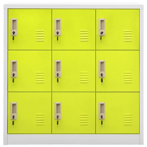 The Living Store Opbergkast - Lockerkasten - 90 x 45 x 92.5 cm - Staal - 9 lockers