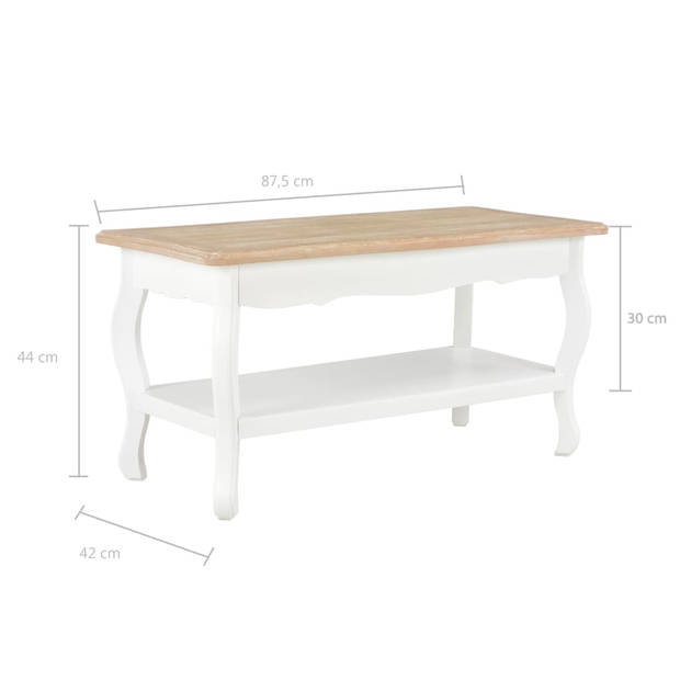 The Living Store Salontafel Classic - 87.5 x 42 x 44 cm - MDF - massief grenenhout