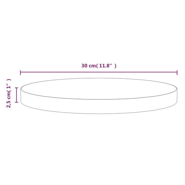 The Living Store Tafelblad - Grenenhout - 30 x 2.5 cm - Ronde vorm - Wit