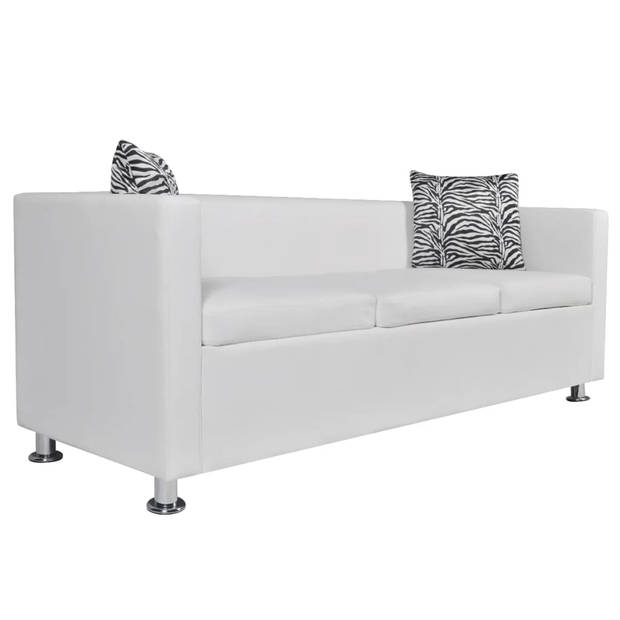 The Living Store Bankstel Modern - Wit - Kunstleer - 170x62.5x63 cm