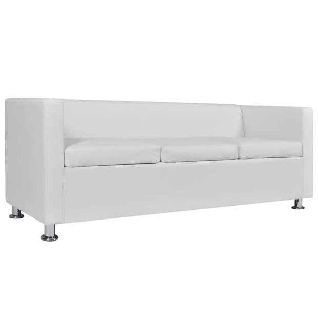 The Living Store Bankstel Modern - Wit - Kunstleer - 170x62.5x63 cm