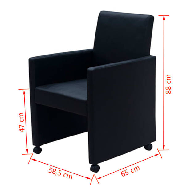 The Living Store Eetkamerstoelen - Zwart - 58.5 x 65 x 88 cm (B x D x H)