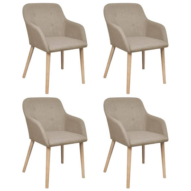 The Living Store Eetkamerstoelen - Stof 4x - Beige - 52x57x76.5cm