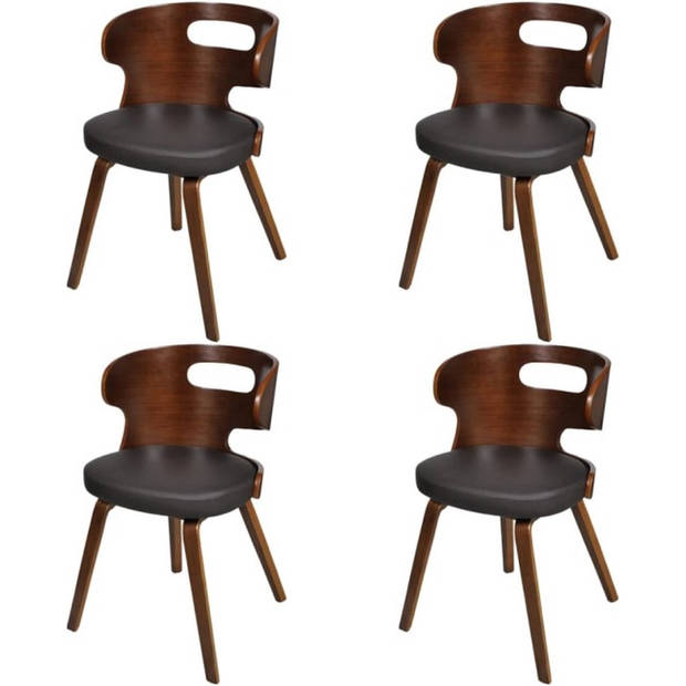 The Living Store Eetkamerstoelen - Leer-composiet - Set van 4 - 49.5 x 52 x 68.5 cm