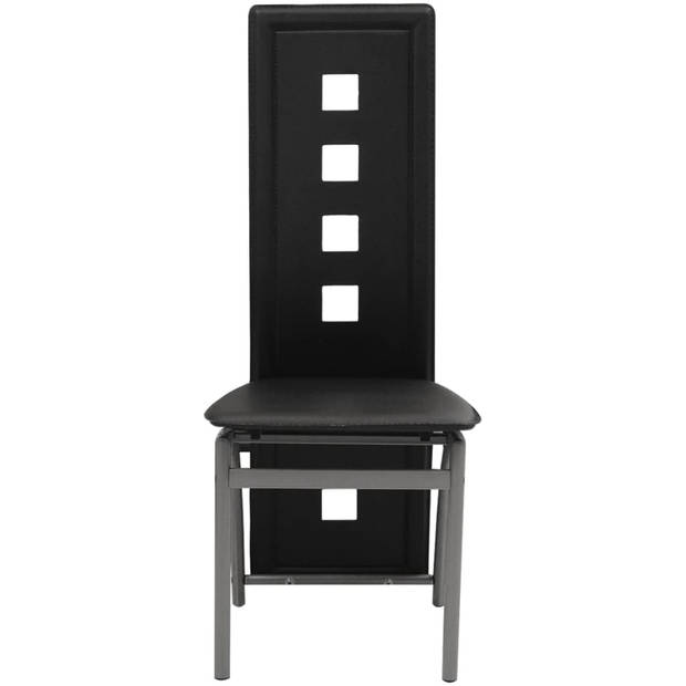 The Living Store Eetkamerstoelen - Zwart - 43 x 55.5 x 108 cm - Stalen frame - Kunstleren bekleding