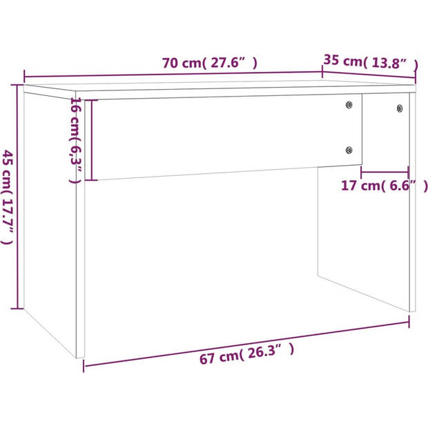 The Living Store Kaptafelkruk - Classic - Meubel - 70x35x45 cm - Wit