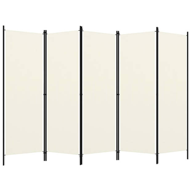 The Living Store Kamerscherm 5 Panelen - 250x180 cm - Crèmewit - Stof - IJzer