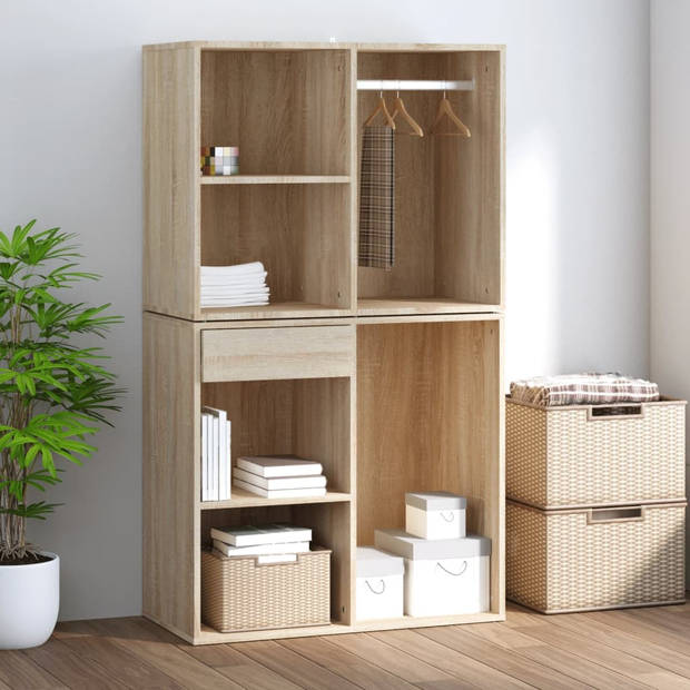 The Living Store Kledingkast - 80x40x65 cm - Sonoma eiken