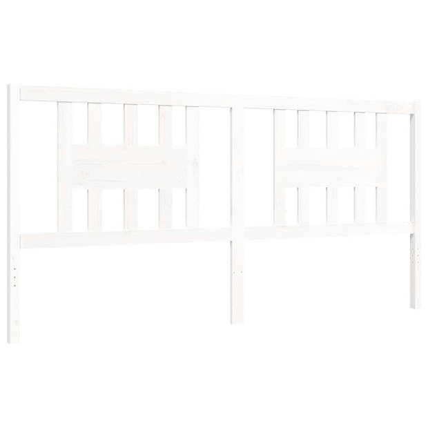 vidaXL Bedframe met hoofdbord massief hout wit