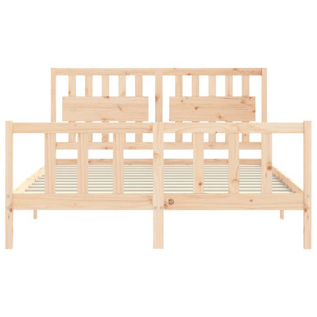 vidaXL Bedframe met hoofdbord massief hout