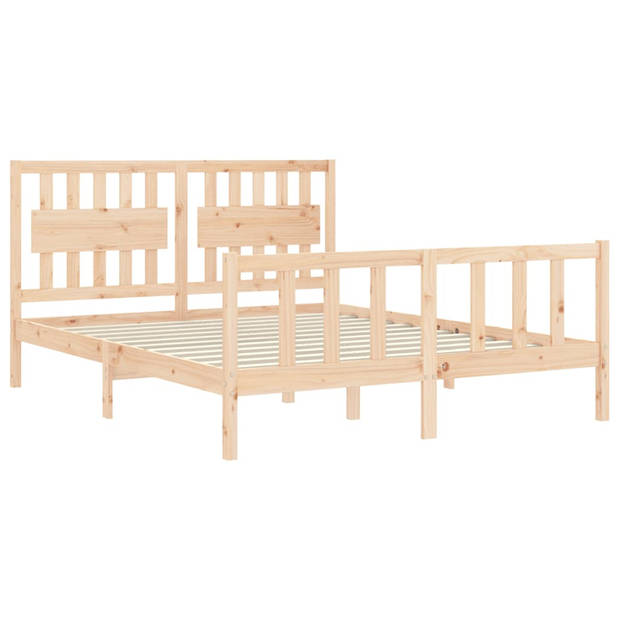 vidaXL Bedframe met hoofdbord massief hout