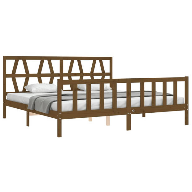 vidaXL Bedframe met hoofdbord massief hout honingbruin 200x200 cm