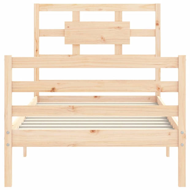 vidaXL Bedframe met hoofdbord massief hout 100x200 cm