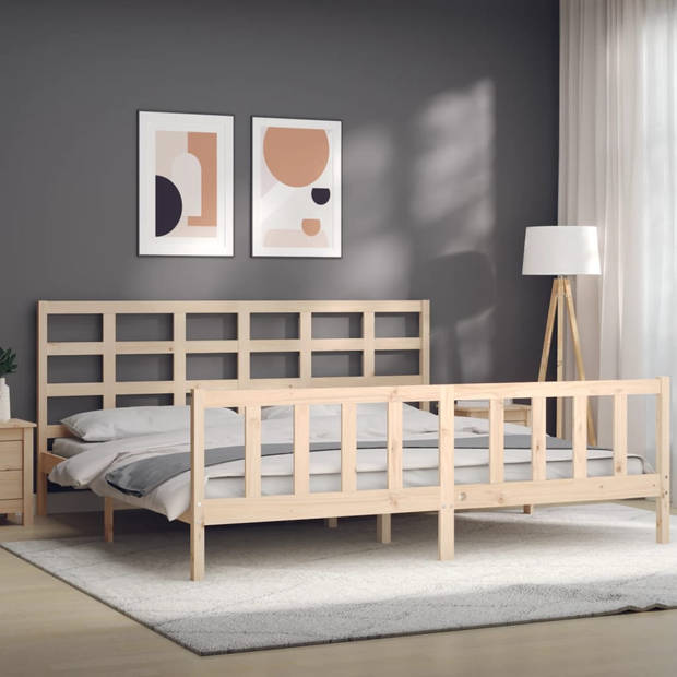 vidaXL Bedframe met hoofdbord massief hout 200x200 cm