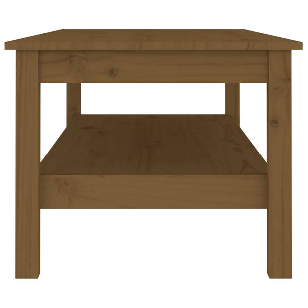 The Living Store Salontafel - Grenenhout - 110x50x40 cm - Honingbruin - Met opbergschap