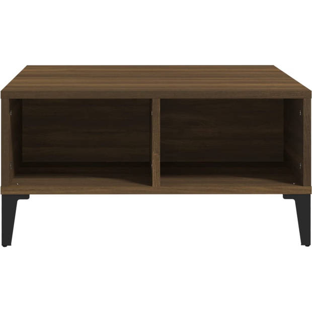 The Living Store salontafel Modern - bruineiken - 60 x 60 x 30 cm - opbergshelves