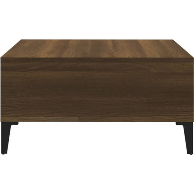 The Living Store salontafel Modern - bruineiken - 60 x 60 x 30 cm - opbergshelves