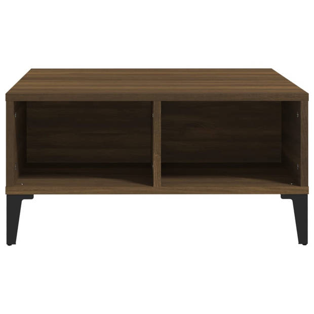 The Living Store salontafel Modern - bruineiken - 60 x 60 x 30 cm - opbergshelves