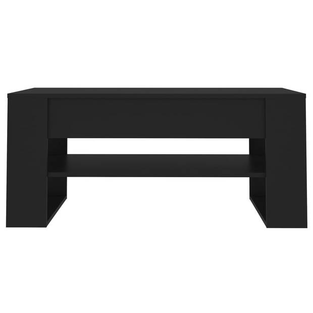 The Living Store Salontafel - zwarte bewerkt hout - 102 x 55 x 45 cm - met opbergschap