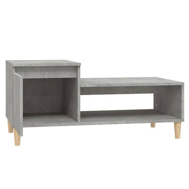 The Living Store Salontafel - Betongrijs - 100 x 50 x 45 cm - Duurzaam bewerkt hout