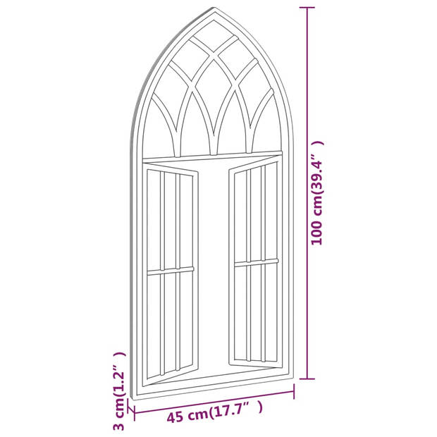 The Living Store Interieurspiegel - Zand - 100 x 45 cm - Robuust ijzer - Antieke uitstraling