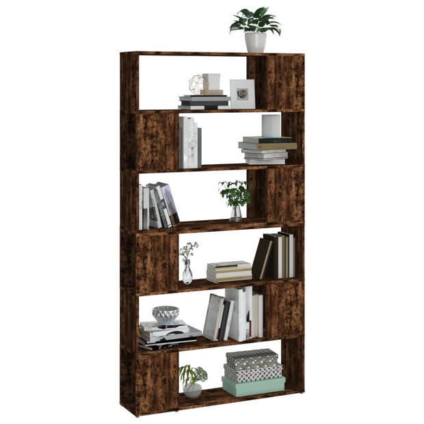 The Living Store Boekenkast Gerookt Eiken - 100 x 24 x 188 cm - Duurzaam bewerkt hout - 6 vakken