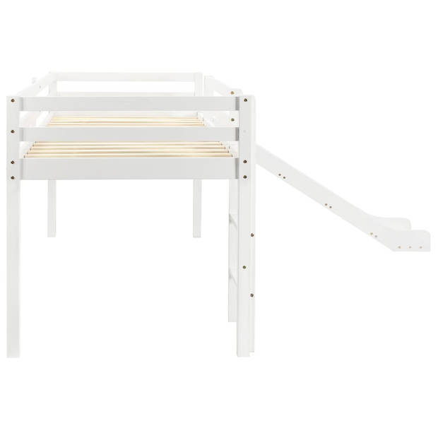 vidaXL Kinderhoogslaper met glijbaan en ladder grenenhout 97x208 cm