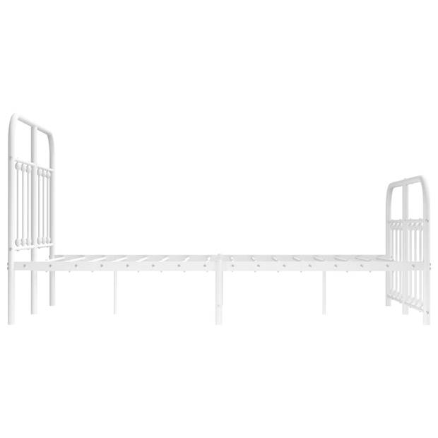 vidaXL Bedframe met hoofd- en voeteneinde metaal wit 120 x 190 cm