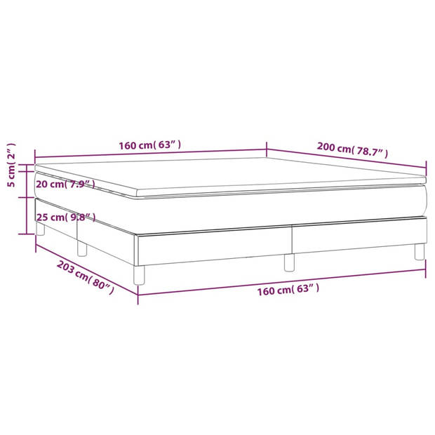 vidaXL Boxspring met matras stof blauw 160x200 cm