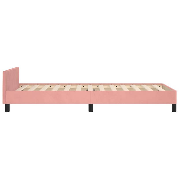 vidaXL Bedframe met hoofdeinde fluweel roze 90x200 cm